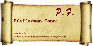 Pfefferman Fanni névjegykártya